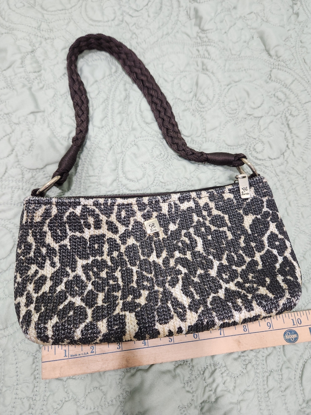 Lina Black & Cream Leopard-Print Shoulder Bag